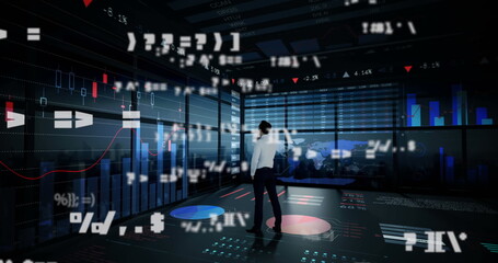 Image of digital interface with icons and data processing