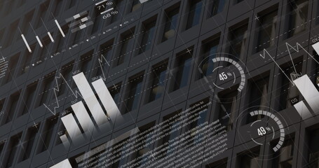 Image of digital interface with icons and data processing