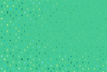 Light green, yellow vector cover with symbols of gamble.