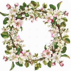 Flower wreath with Easter bunny and Easter eggs, Easter holiday