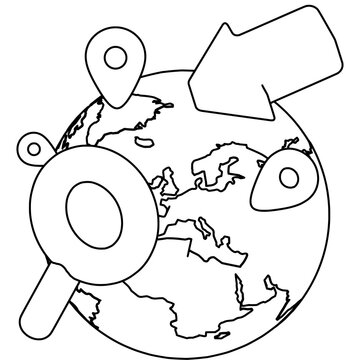 World location line art. Vector illustration with e-commerce theme and line art style.