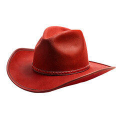 Red cowboy hat isolated on transparent background.