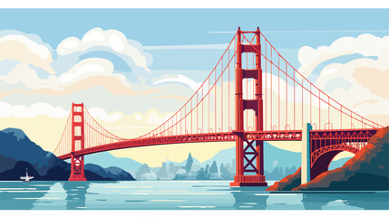 Golden gate bridge city San Francisco. Illustration