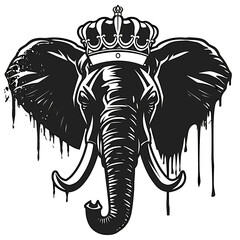 Elephant with crown. Mascot template for vinyl cutting.