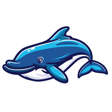 Cute cartoon dolphin isolated on a white background. Vector illustration.