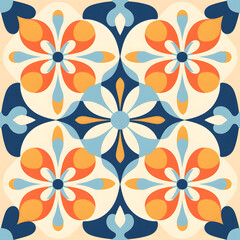 Obraz premium Retro vintage seamless tile pattern. Abstract modern geometric Trendy background in 70s style.