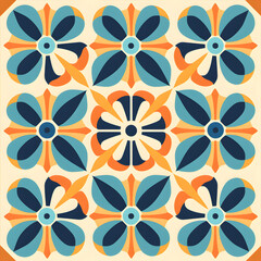 Fototapeta premium Retro vintage seamless tile pattern. Abstract modern geometric Trendy background in 70s style. 