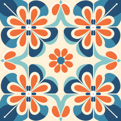 Retro vintage seamless tile pattern. Abstract modern geometric Trendy background in 70s style. 