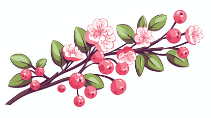 Hand drawn illustration of snowberry flowers