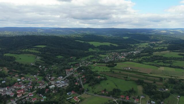Beautiful Landscape Forest Mountains Bieszczady Bircza Aerial View Poland