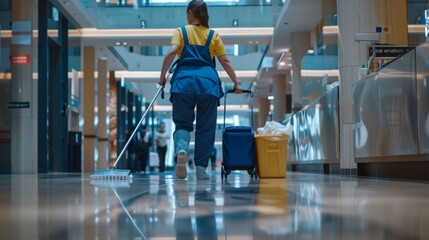 Obraz premium Cleaning staff is cleaning