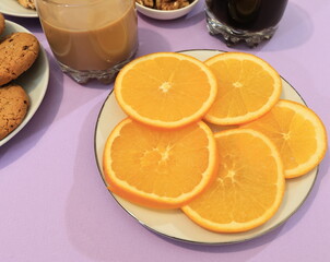 orange juice and fruit