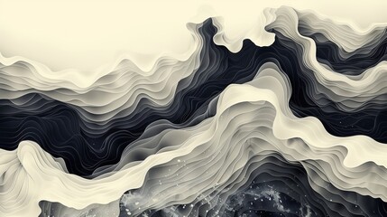 An abstract art background with hand drawn lines in black and white.