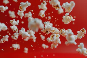 Popcorn on a red background