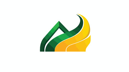 Isolated house logo in yellow and green color. 
