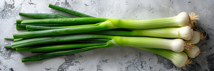 Sweet Garleek is a garlic and leek hybrid that combines the sweetness of onions with the rich flavor of garlic. On a white background. Banner.