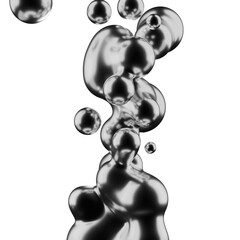 metal abstract 3d metaball particles on transparent background