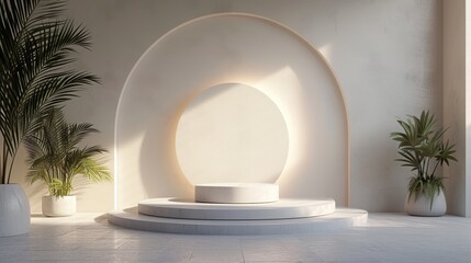 Fototapeta premium A minimalist podium with a focus on aesthetic appeal