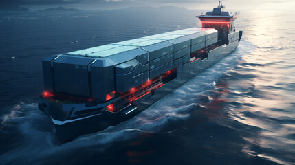 Autonomous freight ship - obrazy, fototapety, plakaty