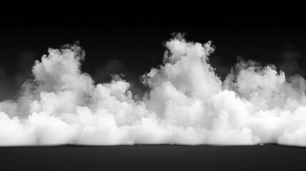 Modern illustration of smoke cloud on transparent background with real fog border. Meteorological phenomenon on the floor. - obrazy, fototapety, plakaty