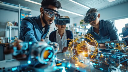 Group of scientists and engineers in a state-of-the-art laboratory intently examine a groundbreaking machine, delving into the mysteries of the quantum realm.