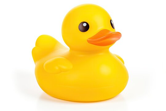 Yellow rubber duck isolated over white