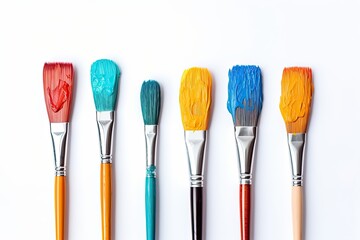 Fototapeta premium White background with isolated paintbrushes.
