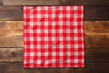 Obraz premium Tablecloth on table. Napkin design mock up. Kitchen rustic background.
