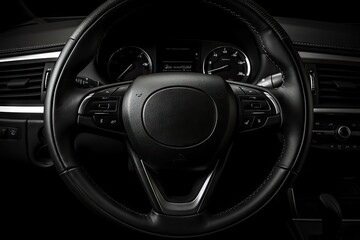Black car steering wheel detached from background clipping part