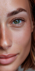 Fototapeta premium Portrait of a smiling young woman looking at the camera with a copy space background