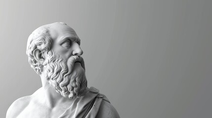 Ancient Philosopher Plato in Customized Pose with White Background for Text - obrazy, fototapety, plakaty