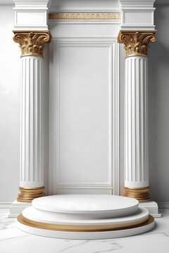 Background podium column 3d roman luxury greek white ancient display product classic 