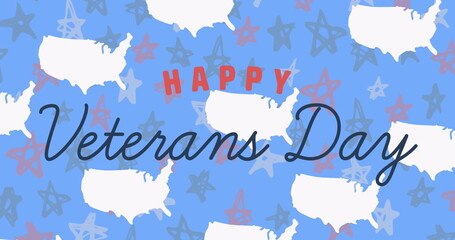 Fototapeta premium Image of veterans day text over multiple stars