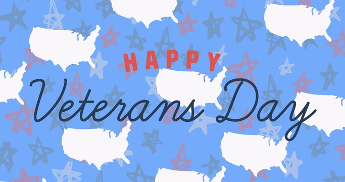Naklejki Image of veterans day text over multiple stars
