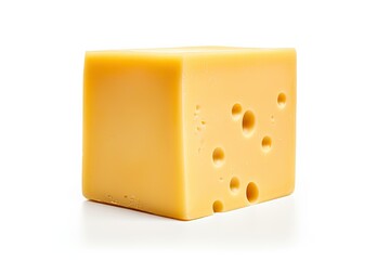 Isolated white cutout of cheese block