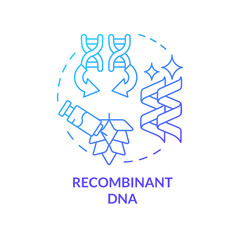 Recombinant DNA blue gradient concept icon. Genome sequencing, rna interference. Crop improvement. Round shape line illustration. Abstract idea. Graphic design. Easy to use in article, blog post