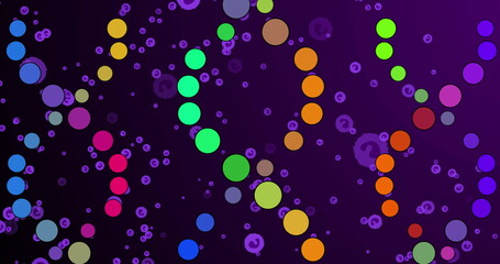 Image of dna over purple cells on violet background