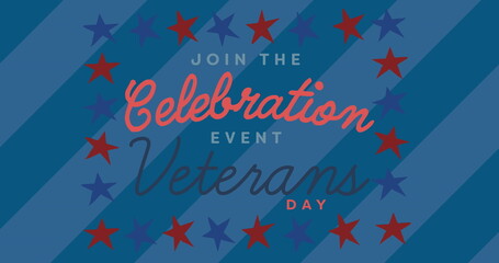 Naklejka premium Image of veterans day text over stars coloured with american flag