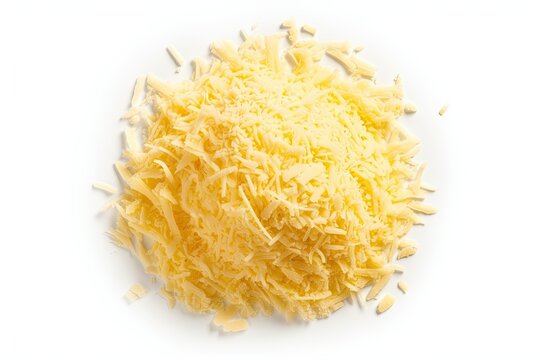 Top view of isolated white background with grated cheese