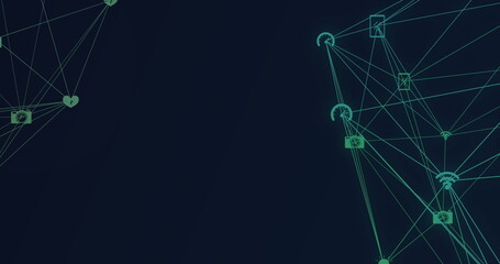 Image of wall icon and data processing over media icons