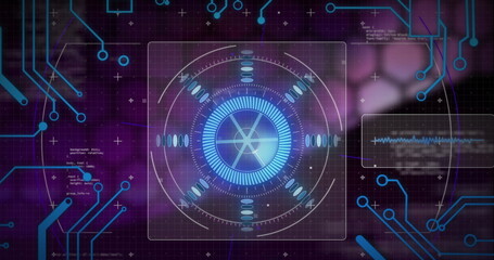 Image of data processing with scope scanning on black background