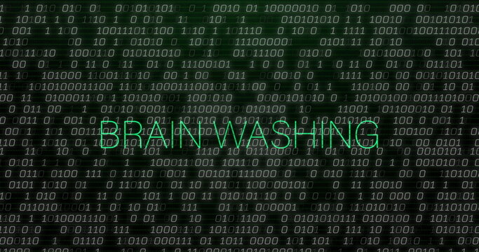 Image of brain washing text over data processing