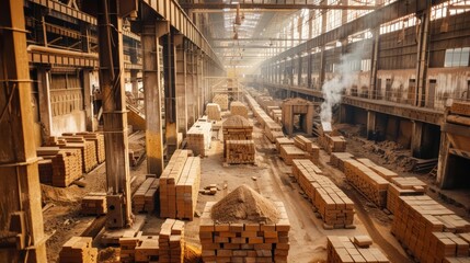 Action in a large brick-making factory