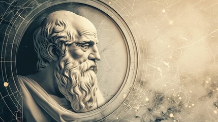 Philosopher Plato on Canvas with Empty Space for Philosophy Quotes - Copy Space