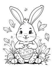 cute bunny easter day coloring page