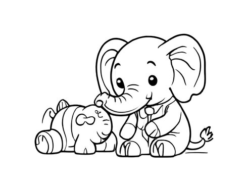 cute doctor elephant coloring page