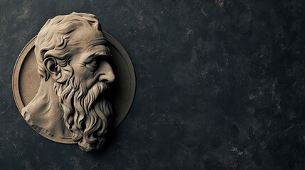 Dark Mockup of Philosopher Plato with Empty Space for Text