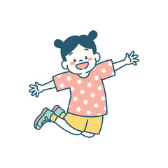 ダンスでジャンプをする女の子のイラスト　シンプル