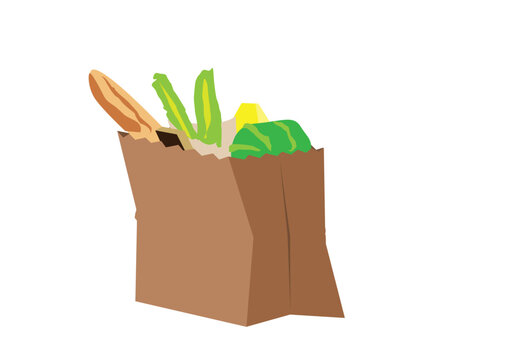 brown paper bag with groceries clip art preview