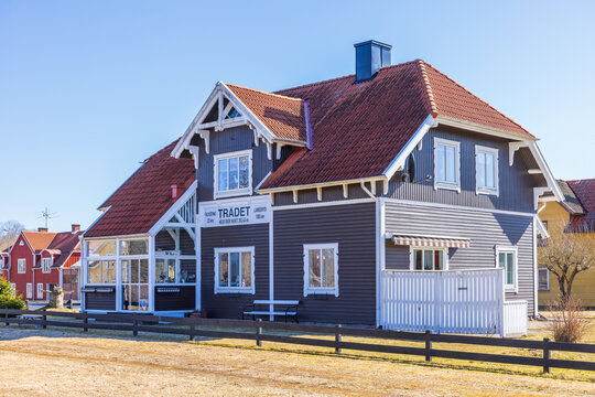 Old rebuilt railway station in a Swedish village